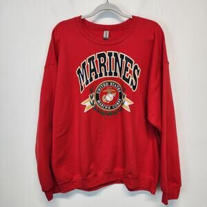 Gildan U.S. Marines Graphic Sweatshirt Mens XL Red Long Sleeve Crewneck Pullover